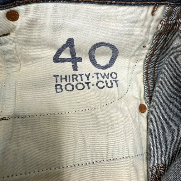 Martin + Osa Mens Size 40x32 BootCut Blue Jeans Distressed dirty denim look - Picture 4 of 9